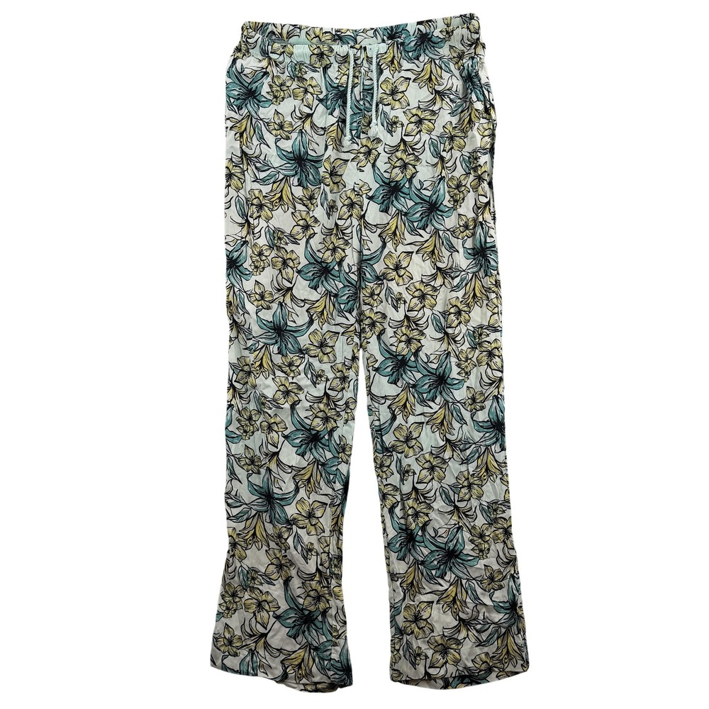 Beach Riot Womens XL Green Yellow Floral Wide Leg Elastic Waist Lounge Pants